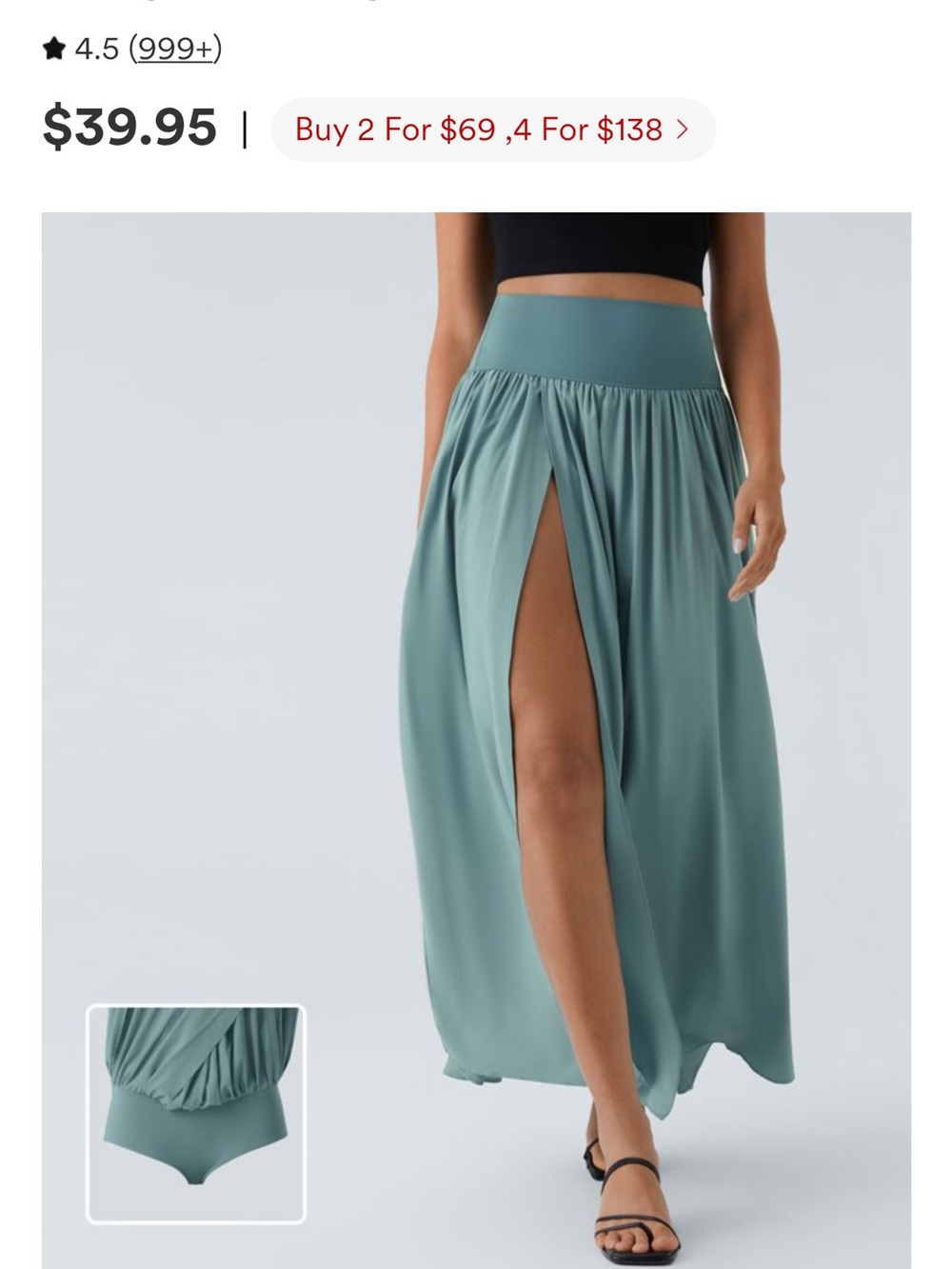 HALARA Sage Green Maxi Skirt with High Waist and Thigh Slit